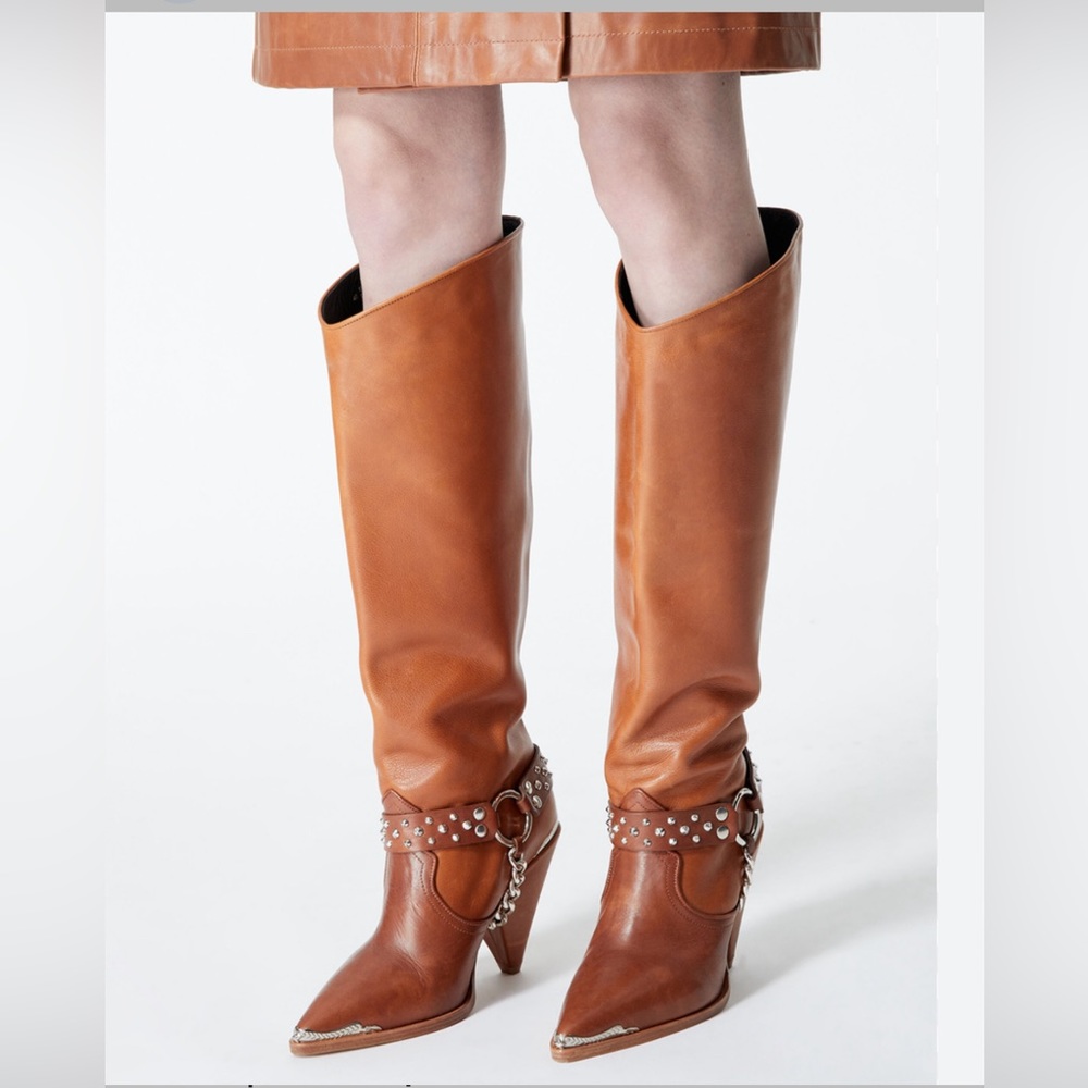 #9 🤎THE KOOPLES Camel Western Jewel Boots Leather